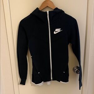 Nike Black Full-Zip Hoodie with White Logo
